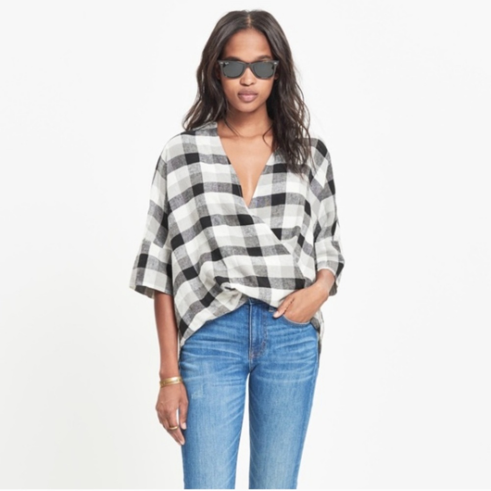 Madewell Courier Drape Front Shirt  (Size S)